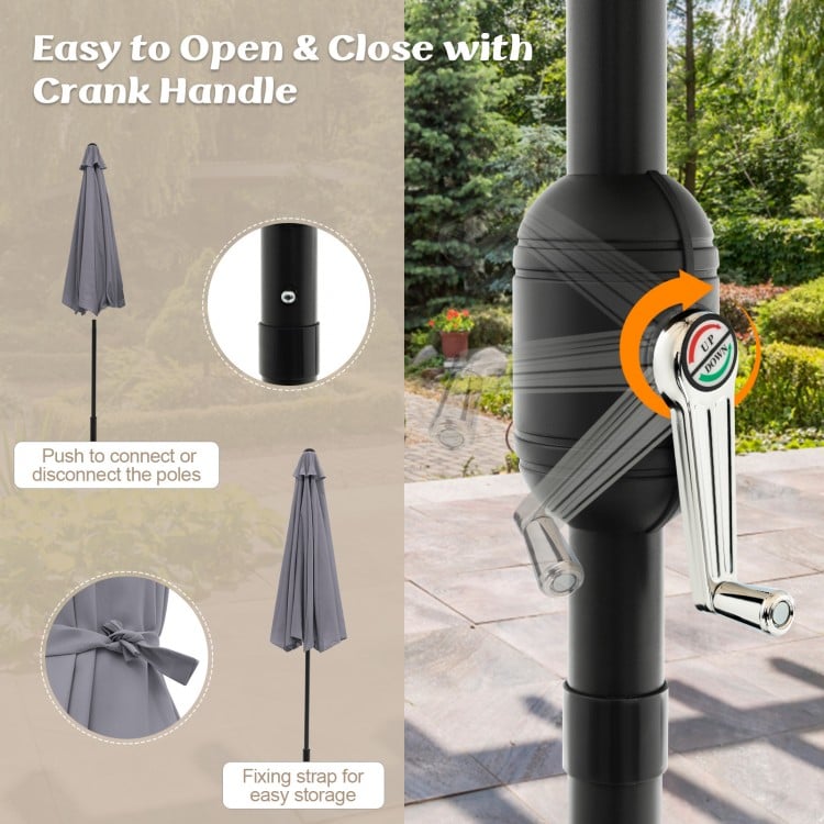 10 Feet Outdoor Patio Umbrella with Tilt Adjustment and Crank-Gray