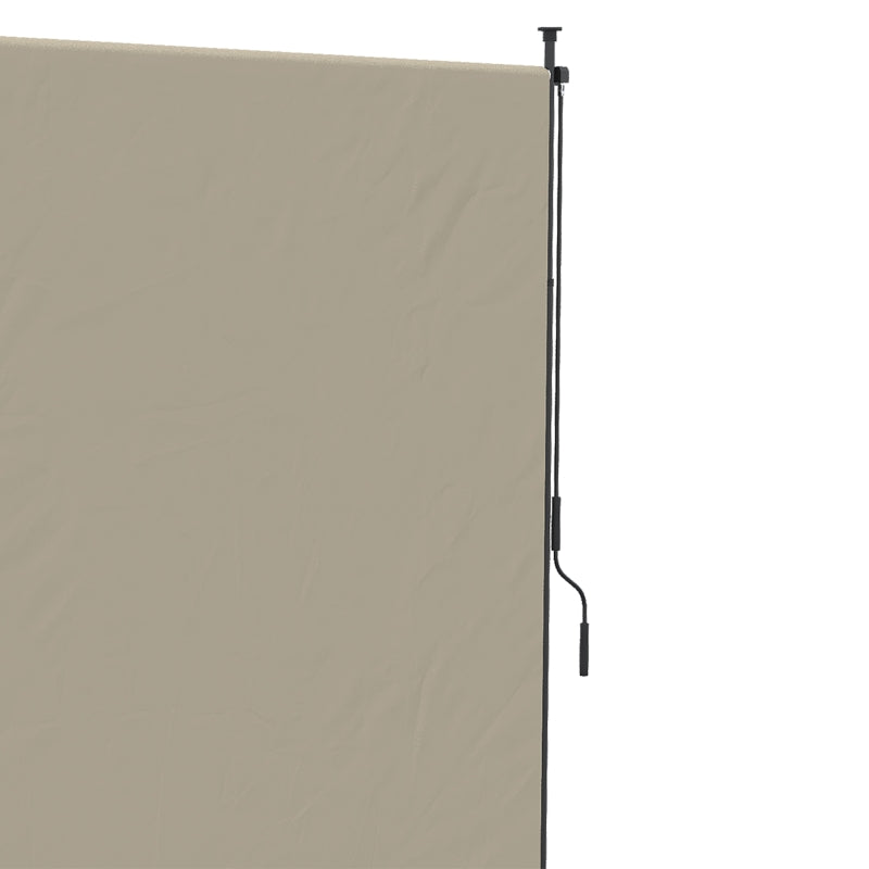 7' x 10' Retractable Patio Awning, Manual Outdoor Privacy Screen with UPF40+ & Water-Resistant Fabric, Beige