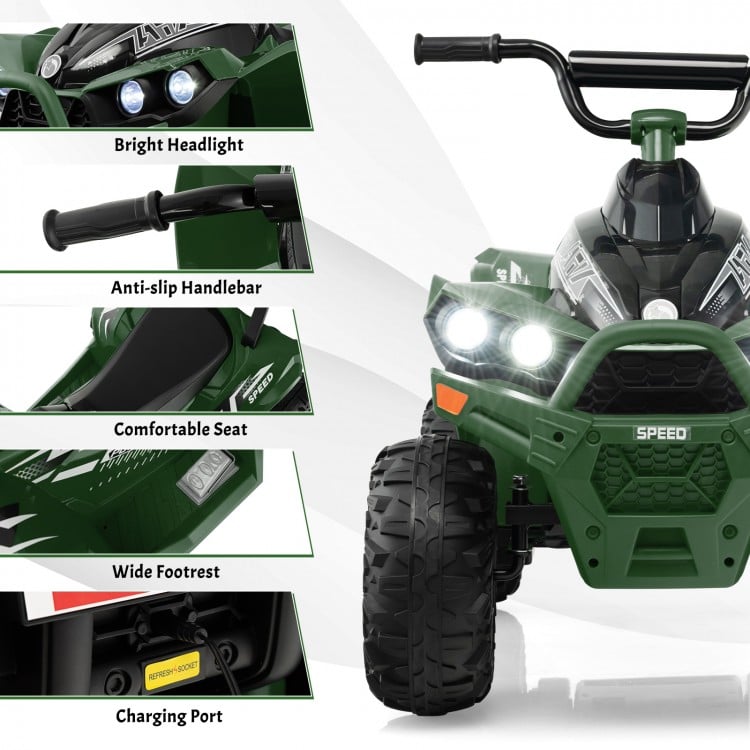12V Kids Ride On ATV with High/Low Speed and Comfortable Seat-Army Green