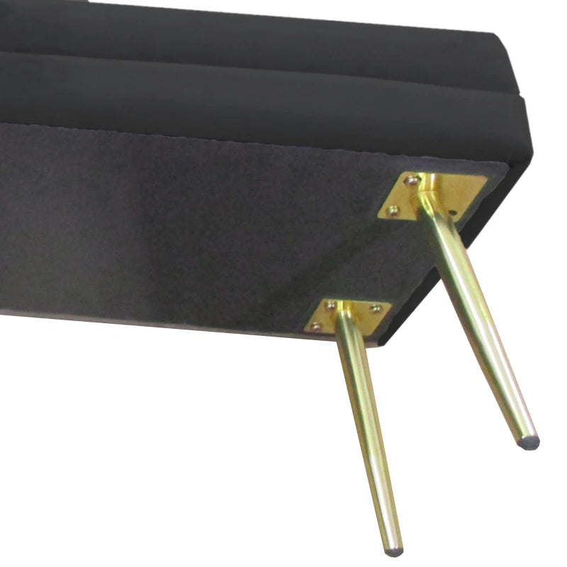 39" Storage Ottoman, Velvet End of Bed Bench with Steel Legs, Foot Stool with Storage for Bedroom, Living Room, Black