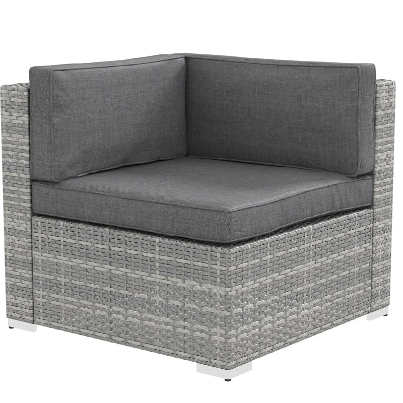 7 Pieces Patio Furniture Set, Rattan Conversation Set Garden Wicker Sofa Set with Washable Cushions and Coffee Table, Grey