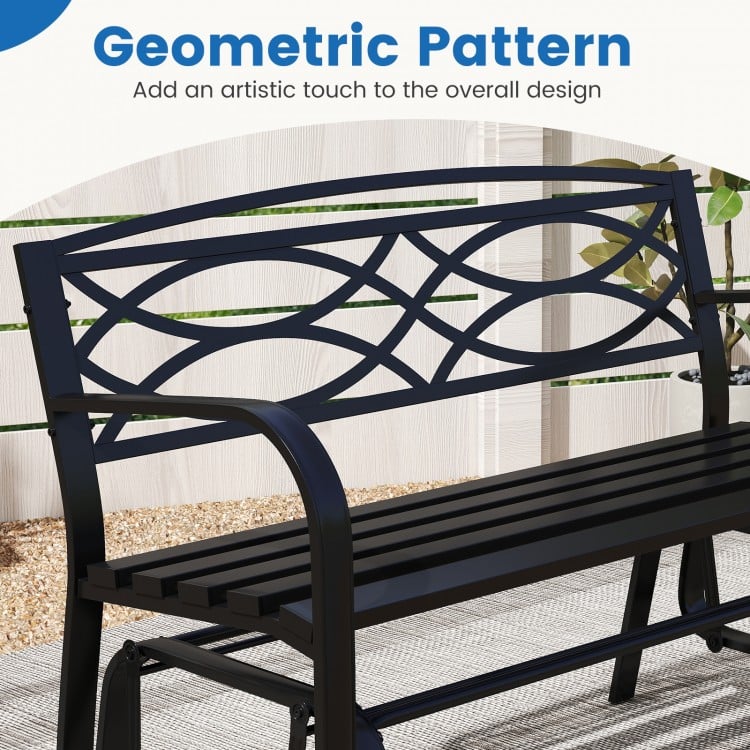 2-Person Outdoor Glider Bench with Metal Frame-Black