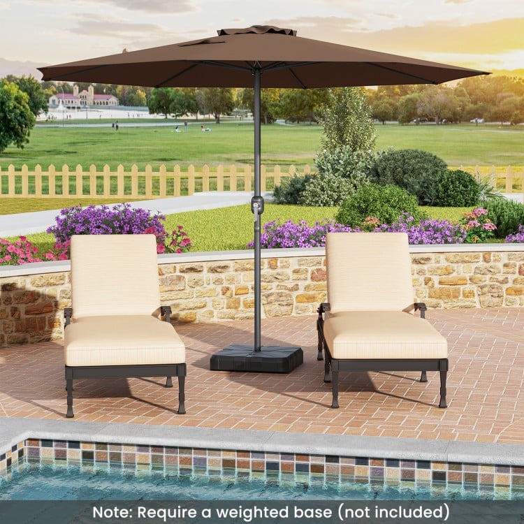 12 Feet Patio Umbrella with Crank Handle and 8 Sturdy Ribs-Coffee