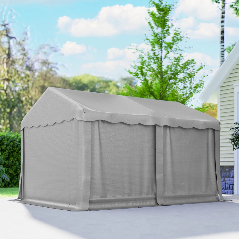 13' x 10' Portable Shed, Outdoor Storage Shed Tent with Roll-up Zipper Door and Removable Sidewalls, Light Grey