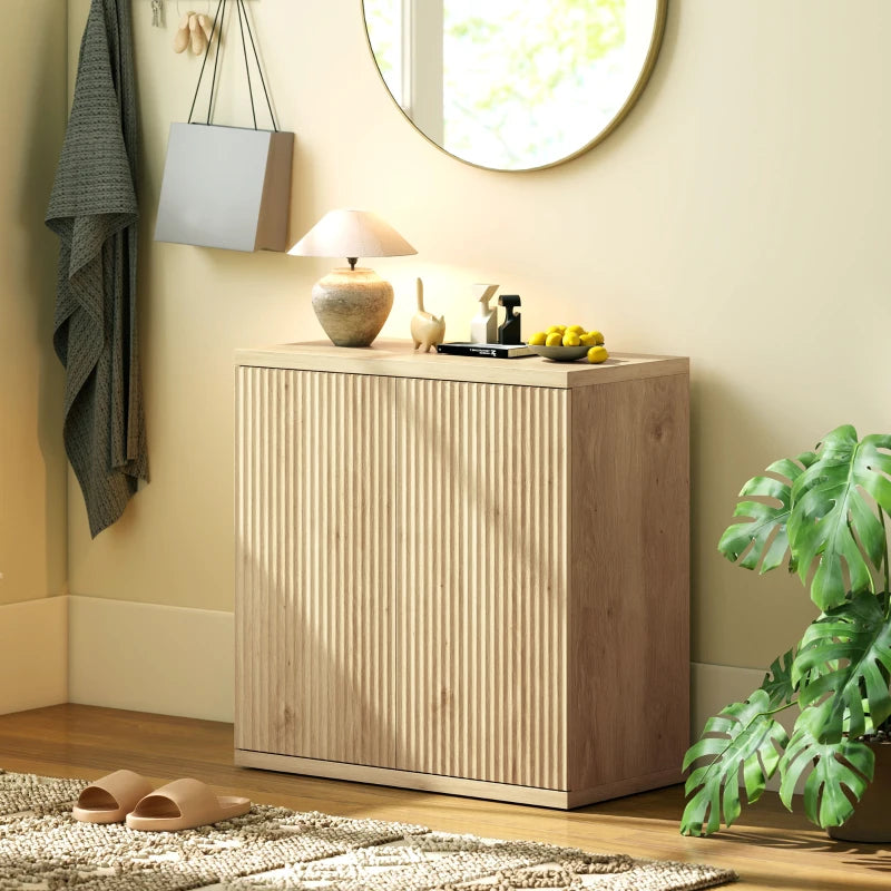 Sideboard Buffet Cabinet Set of 2, Kitchen Cabinet with Soft-Close Door and Adjustable Shelves for Living Room, Oak