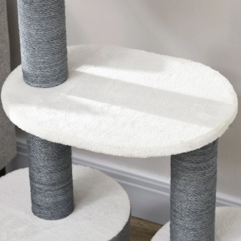 39" Cat Tree Tower, Multi-level Cat Activity Centre with Scratching Posts, Condo, Top Perch, Platforms, White