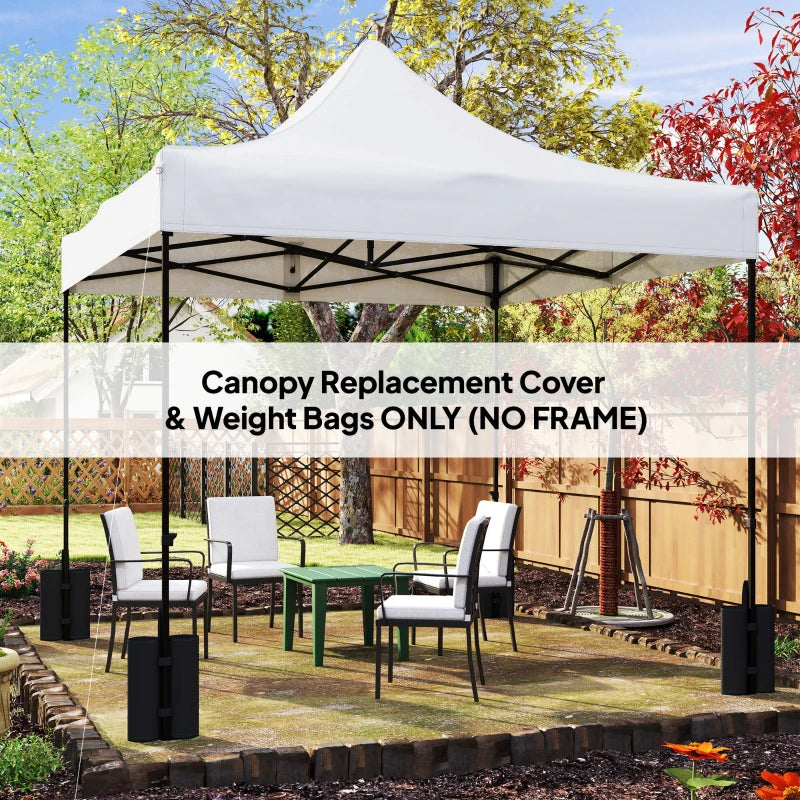 10' x 10' Replacement Canopy Top for Pop Up Canopy Tent with 4 Sand Bags, UPF50+ Protection, White