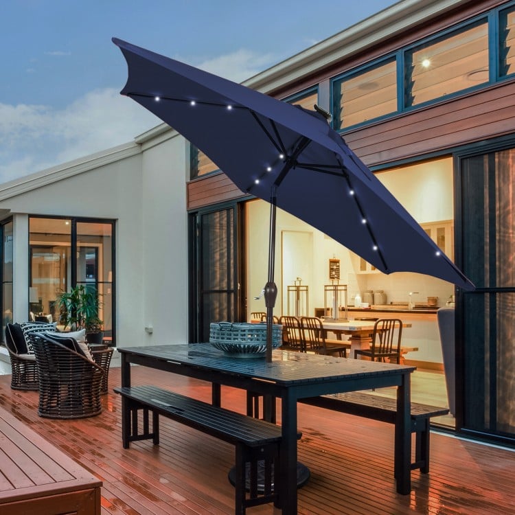 10 Feet Outdoor Patio Umbrella With Bright Solar LED Lights-Dark Blue