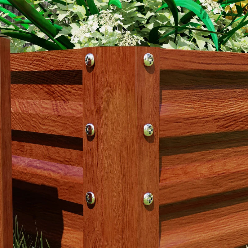 4' x 2' x 1' Raised Garden Bed, Set of 2 Galvanized Planter Box for Vegetables, Flowers, Herbs, Dark Brown Wood Effect