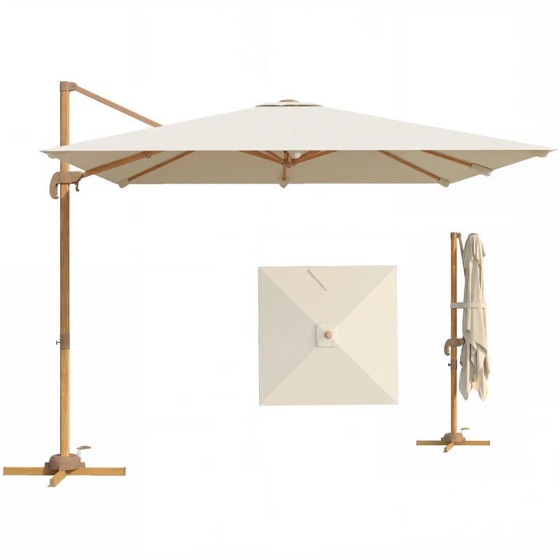 10 FT Patio Cantilever Umbrella, Outdoor Offset Umbrella with 360° Rotation, Outdoor Market Umbrella with Crank and Tilt