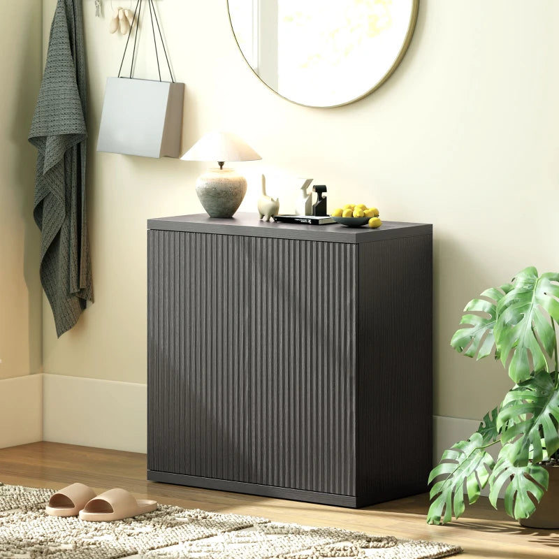 Sideboard Buffet Cabinet, 30.7" Kitchen Cabinet with Soft-Close Door and Adjustable Shelves, Distressed Black Grey