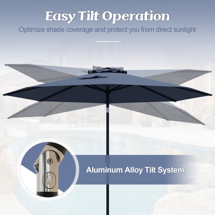 10 Feet Outdoor Patio Umbrella with Tilt Adjustment and Crank-Navy