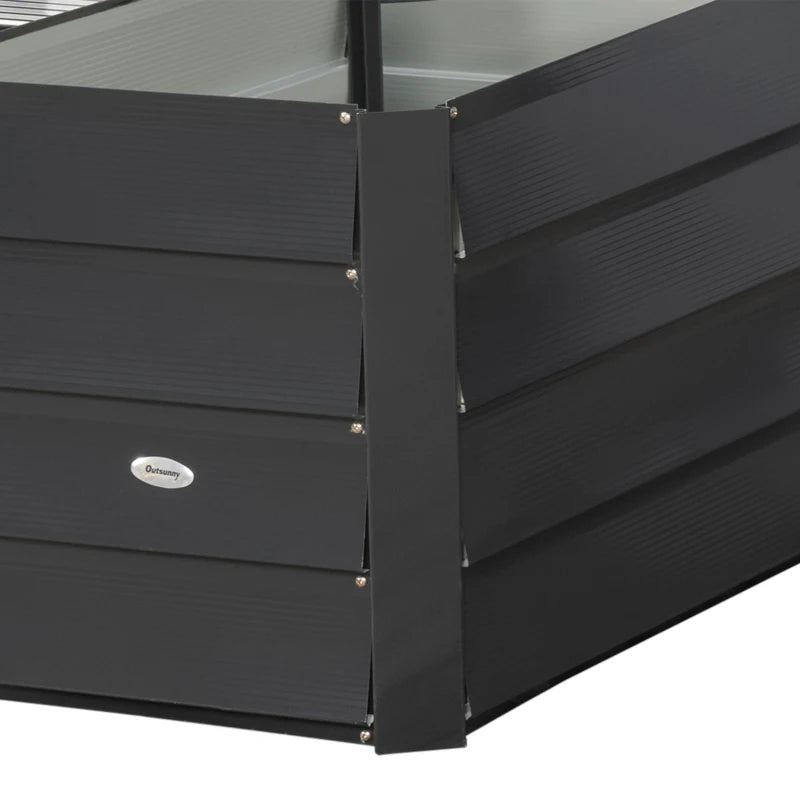 45" x 45" x 17" L-Shaped Galvanized Steel Raised Garden Bed for Vegetables, Flowers, Herbs, Dark Grey