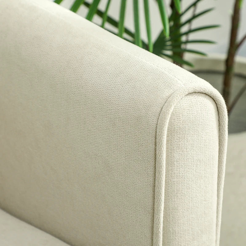2 Seater Sofa, Small Modern Couch with High-Resilience Foam, Thicken Padding, Button Tufted, Cream White
