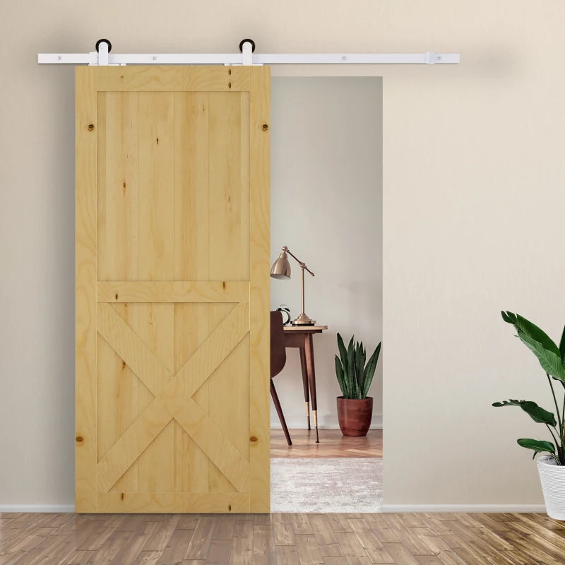 6FT Sliding Barn Door Track Kit, Heavy Duty Barn Door Hardware Kit, Fit 36" Wide Door Panel (T Shape), White
