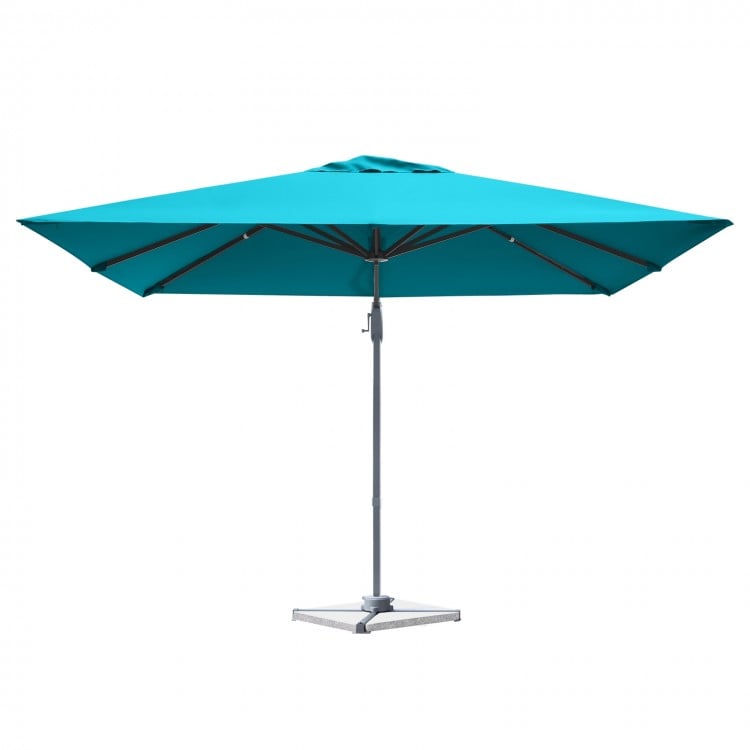 10 x 10 Feet Patio Offset Cantilever Umbrella with Aluminum 360-degree Rotation Tilt-Turquoise
