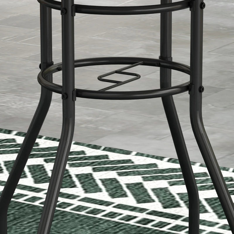 23.6" Round Patio Table, Outdoor Side Table with Glass Printed Top, Multicolour