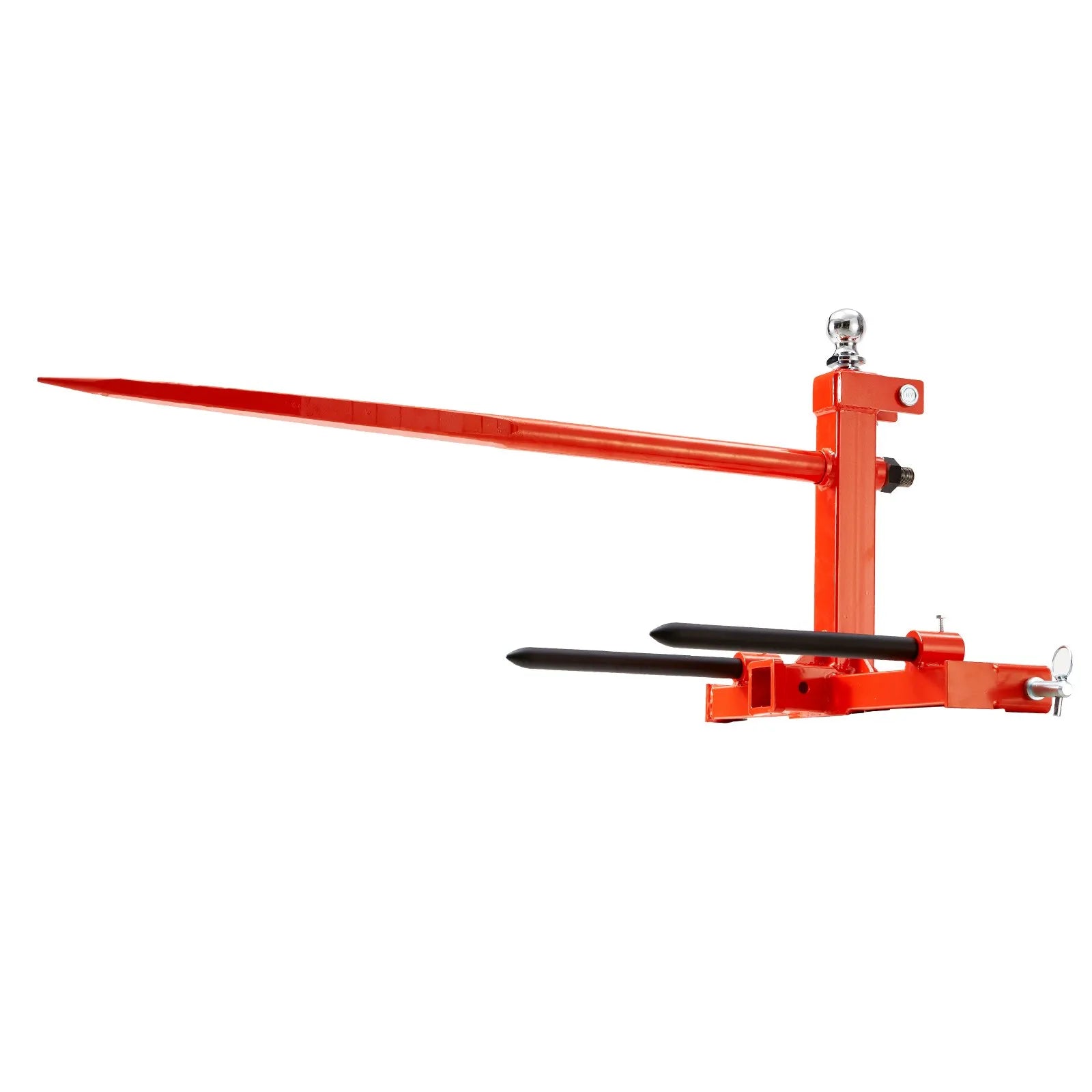 VEVOR 49" Hay Spear, Bale Spears 1600lbs Loading Capacity, Three-Point Hitch Tractor Attachment with 2pcs 17.5" Stabilizer Spears, Quick Attach Spike Forks