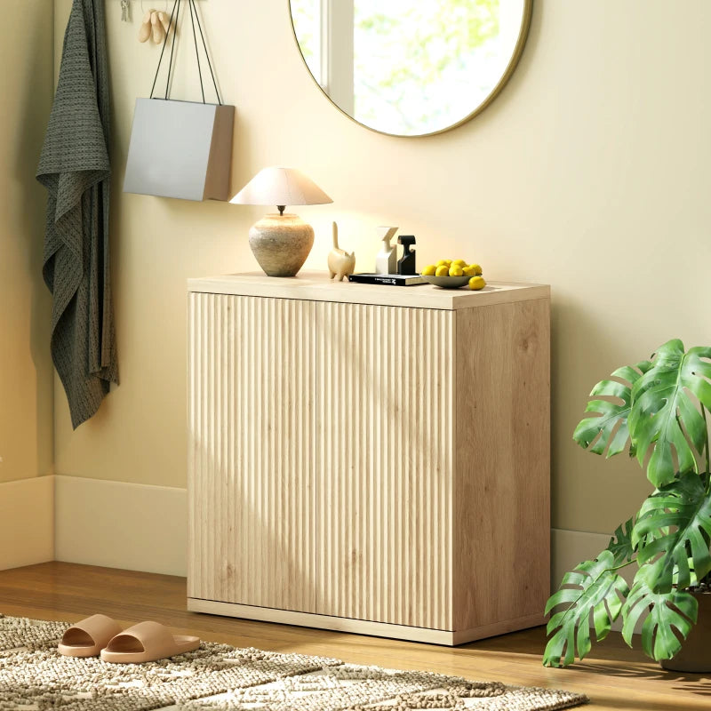 Sideboard Buffet Cabinet, 30.7" Modern Kitchen Storage Cabinet with Soft-Close Door and Adjustable Shelves, Oak