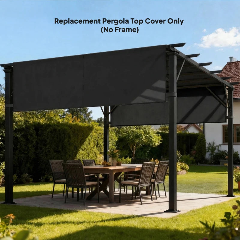 2 Pcs UV Protection Pergola Replacement Canopy, Pergola Shade Cover, Easy to Install, for 10' x 10' Pergola, Black