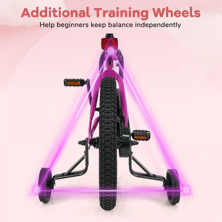18-Inch Kids Bike with Removable Training Wheels Pink-Brave Hero