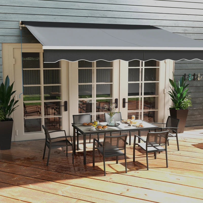 7 Pieces Outdoor Dining Set with 6 Stackable Chairs, Patio Table and Chairs with Plastic Top, Breathable Mesh Seat Back