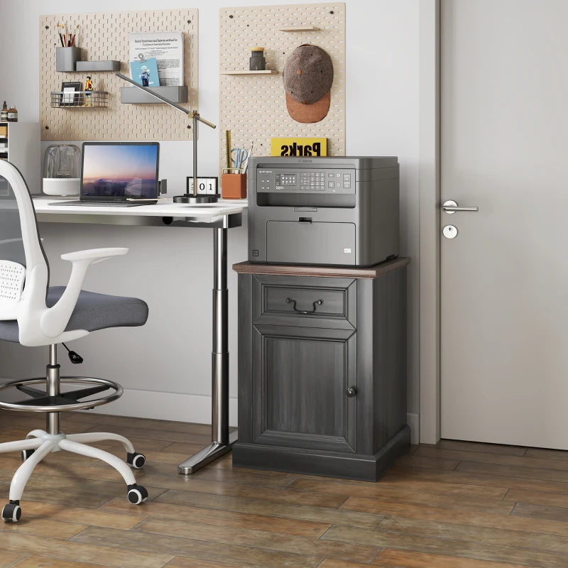 Side Table Set of 2, End Tables with Drawer and Cabinet, Nightstands for Small Spaces, Living Room, Black