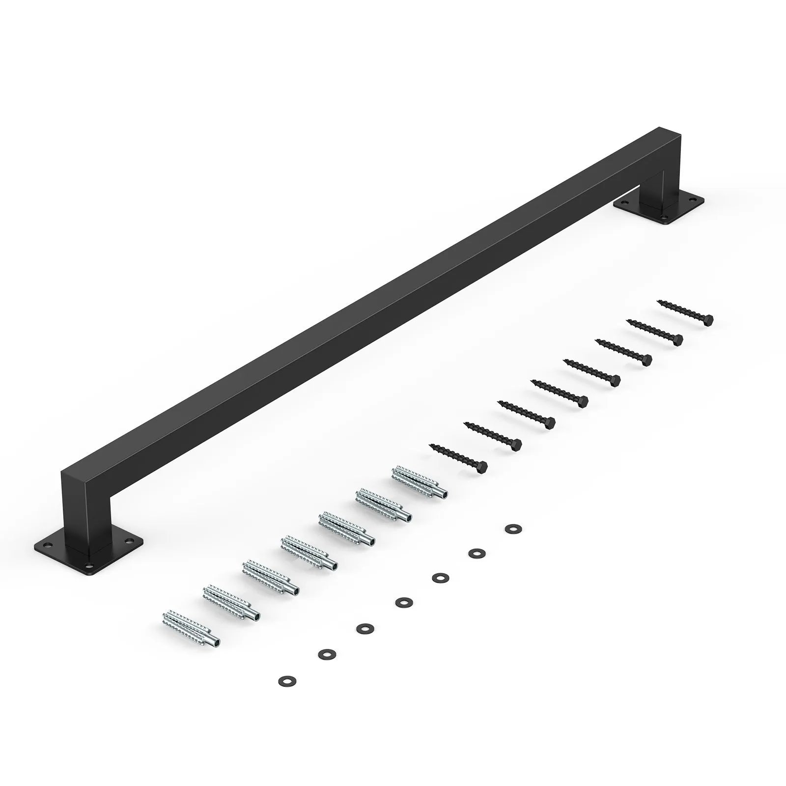 VEVOR 4ft Wall Mounted Stair Handrail Black Iron 250lbs Load Square Tube