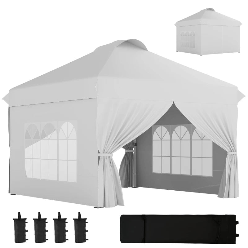 10' x 10' Pop Up Canopy Tent, Instant Sun Shelter, Tents for Parties, with Wheeled Carry Bag, White