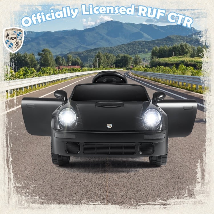 12V Electric Ride On Car Licensed RUF CTR with Remote Control and Music-Black