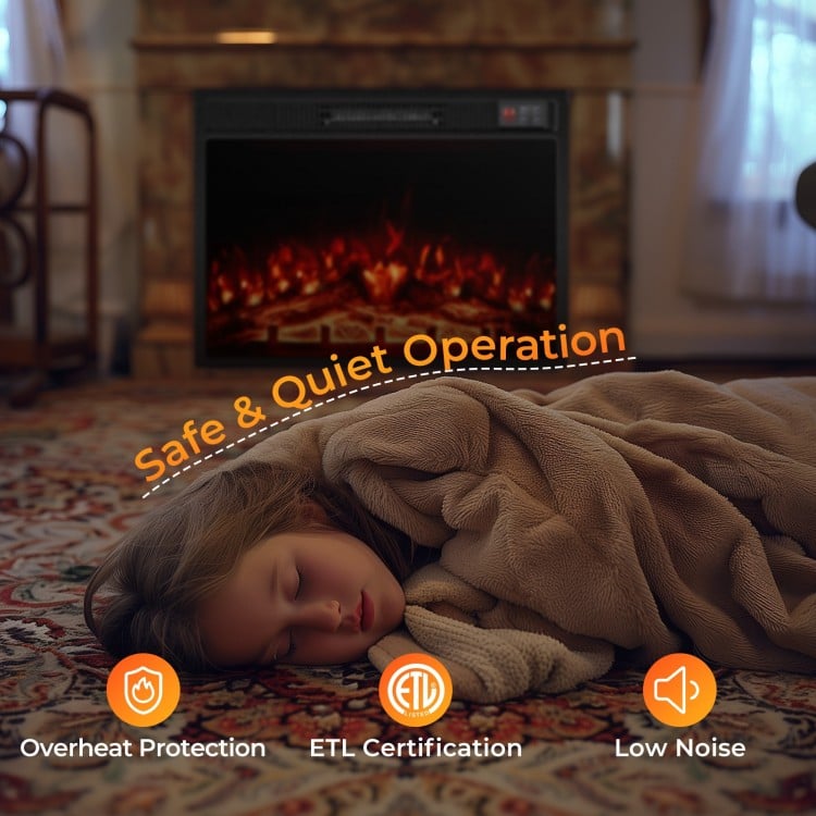 23 Inch Electric Fireplace Insert Fireplace Heater with Adjustable Flame Color