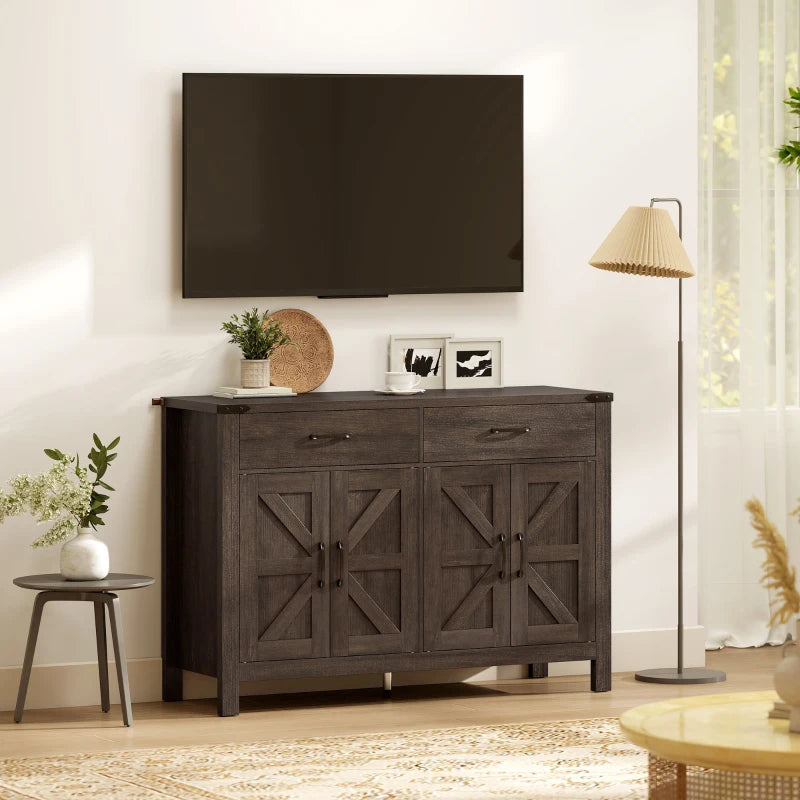 Sideboard Buffet Cabinet, Farmhouse Kitchen Storage Cabinet with 2 Drawers and Shelves for Living Room, Entryway