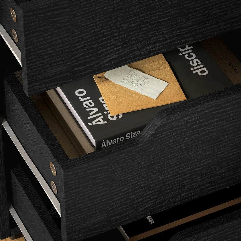 3 Drawer File Cabinet, Vertical Filing Cabinet with Wheels, Mobile Printer Stand with Storage for Home Office, Black