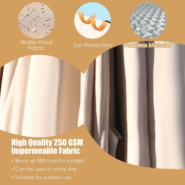 10 x13 Feet Rectangular Cantilever Umbrella with 360° Rotation Function-Beige