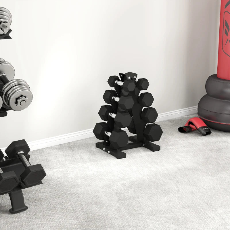 Soozier 100 LBS Hex Dumbbell Set with Rack, Rubber Coated Weights with Non-Slip Handles for Home Gym Strength Training