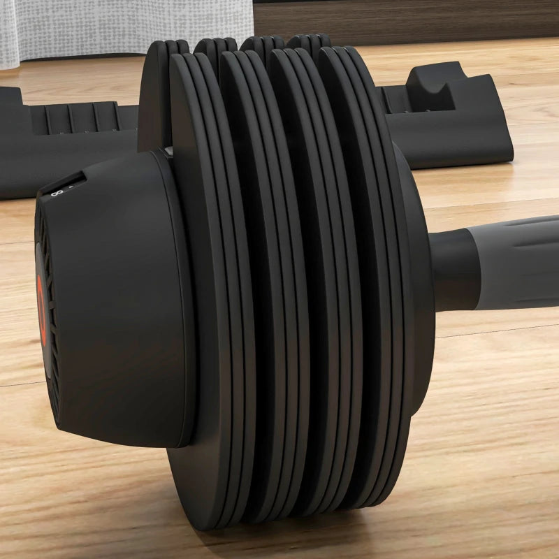 Soozier 8lbs/13lbs/18lbs/22lbs Adjustable Dumbbells Set,  Quick Adjustment Rubber Weights Exercise Fitness Dumbbell Set with Non-Slip Handles and Tray, for Men Women Home Gym