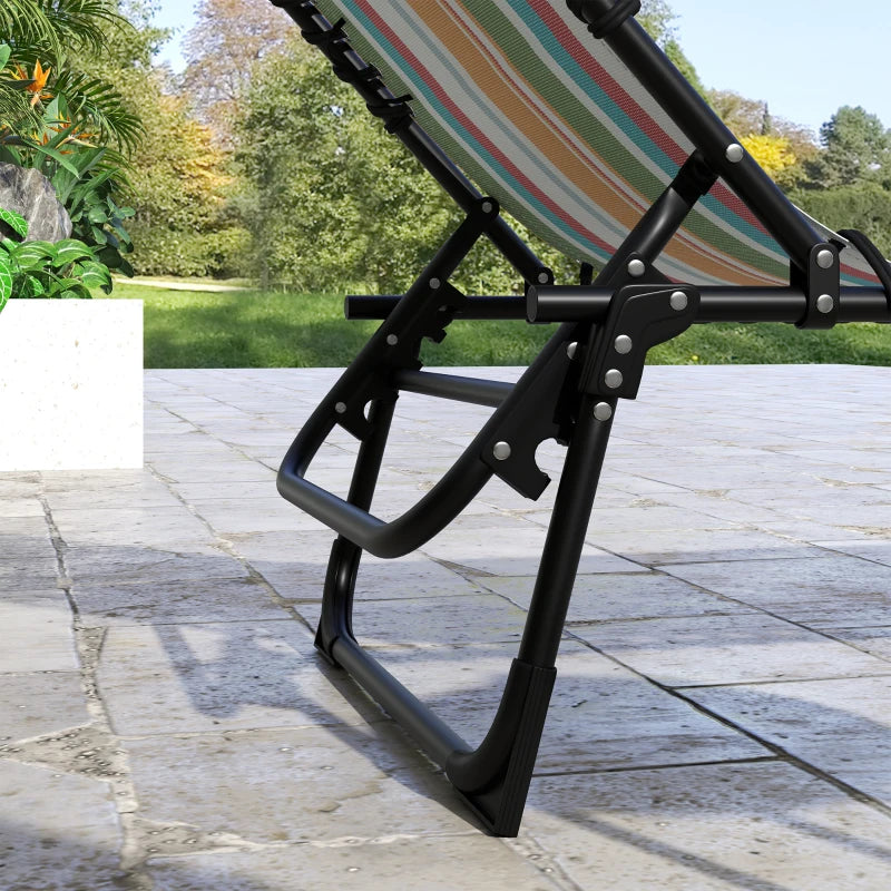 2pcs Folding Lounge Chair, Adjustable Chaise Lounge with Headrest, Reclining Lounger Cot for Camping, Multi-colored