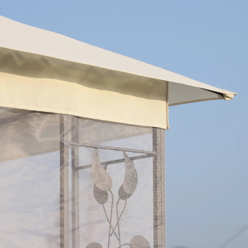 10'x10' Soft-top Steel Patio Gazebo Outdoor Sun Shelter with 2-Tier Polyester Roof, Curtain Sidewalls, White