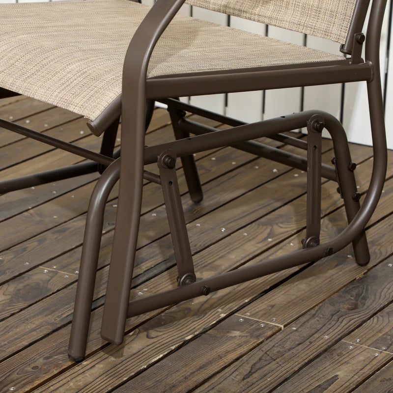 3 Piece Patio Glider Set Outdoor Gliders with Breathable Mesh Seat, Glass Top Table for Garden, Yard, Mixed Brown