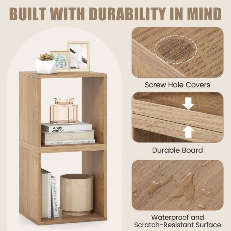 2 Cubes Stackable Bookcase for Living Room and Study-Natural