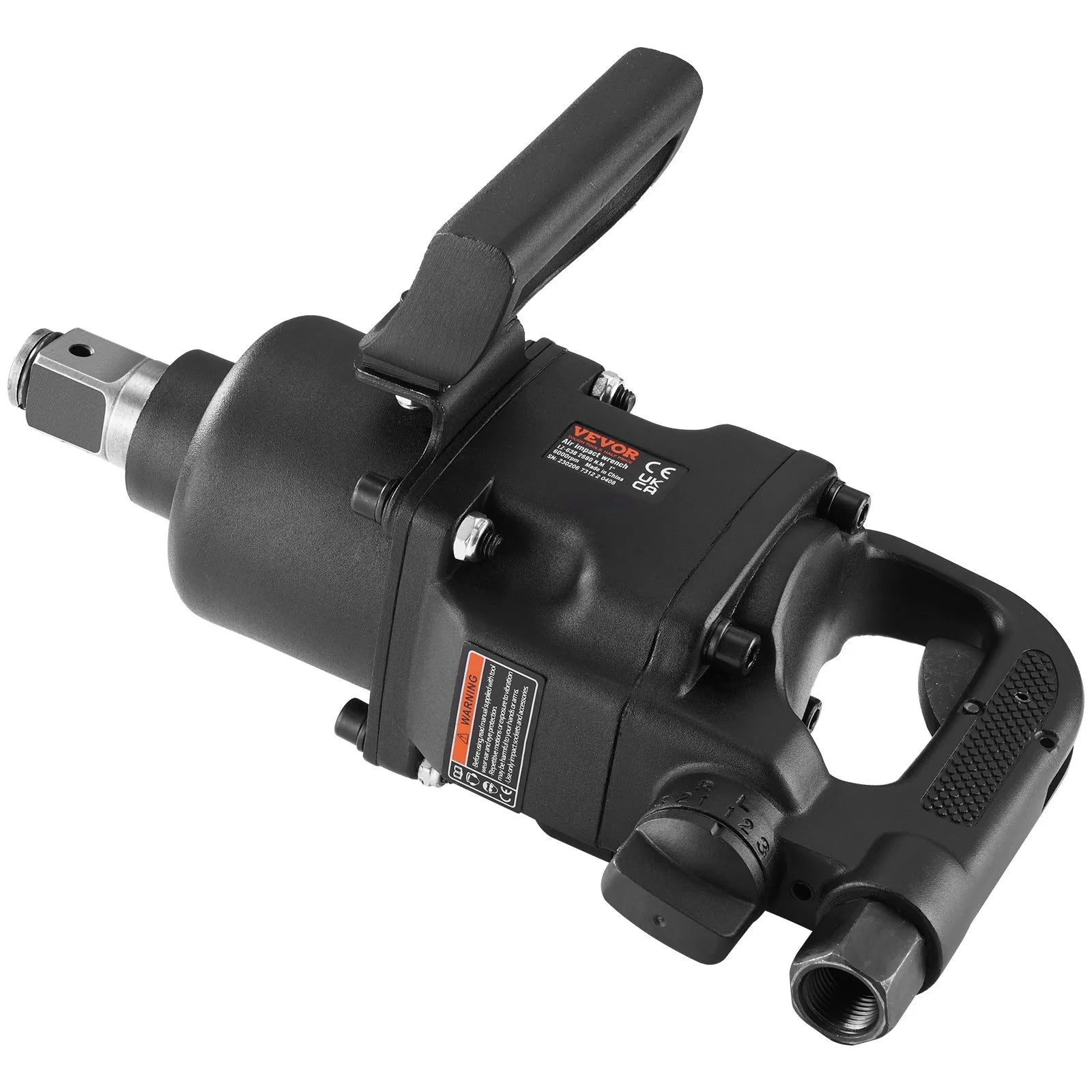 VEVOR 1 Inch Air Impact Wrench, Up to 2730 ft-lbs Reverse Torque Output 1" Pneumatic Impact Gun Lightweight w/ 2 Handles for Heavy Duty Repairs and Maintenance