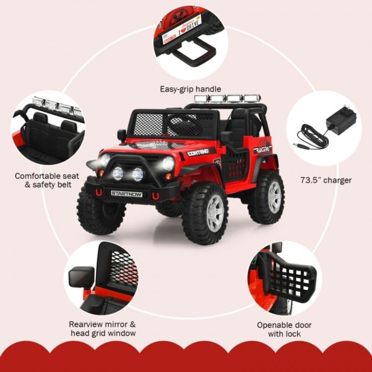 12V Kids Electric Ride On Truck with Remote Control and Operation Lever-Red