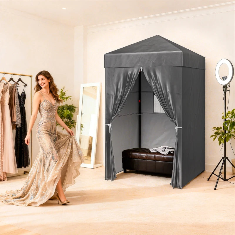 4 x 4 ft Compact Pop Up Canopy Tent, UPF 50+ Changing Room, Portable Instant Privacy Canopy with Mesh Window, Dark Grey
