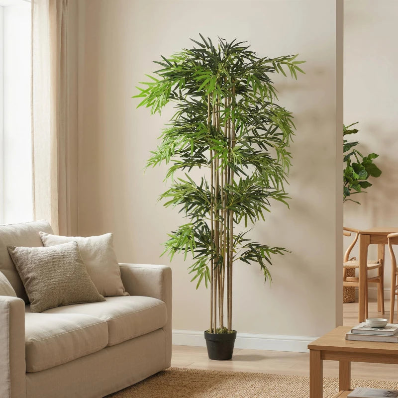 6FT Artificial Bamboo Tree, Fake Plant with 1530 Leaves, Greenery Plant in Nursery Pot for Indoor, Green
