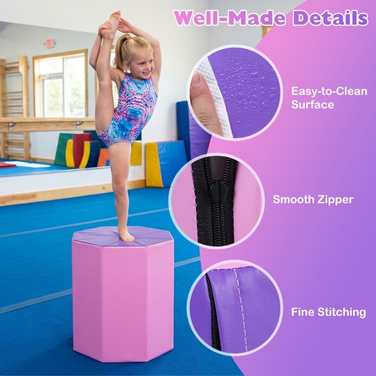 22.5" x 26" Octagon Tumbling Mat with Zippered Cover and Thick Foam Filling-Pink