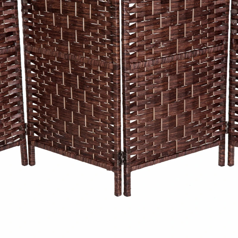 6ft Folding Room Divider, 6 Panel Wall Partition with Wooden Frame for Bedroom, Home Office, Brown