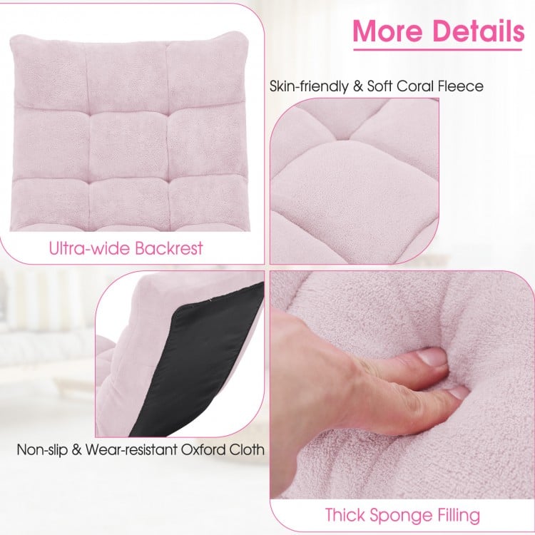 14-Position Adjustable Cushioned Floor Chair-Light Pink