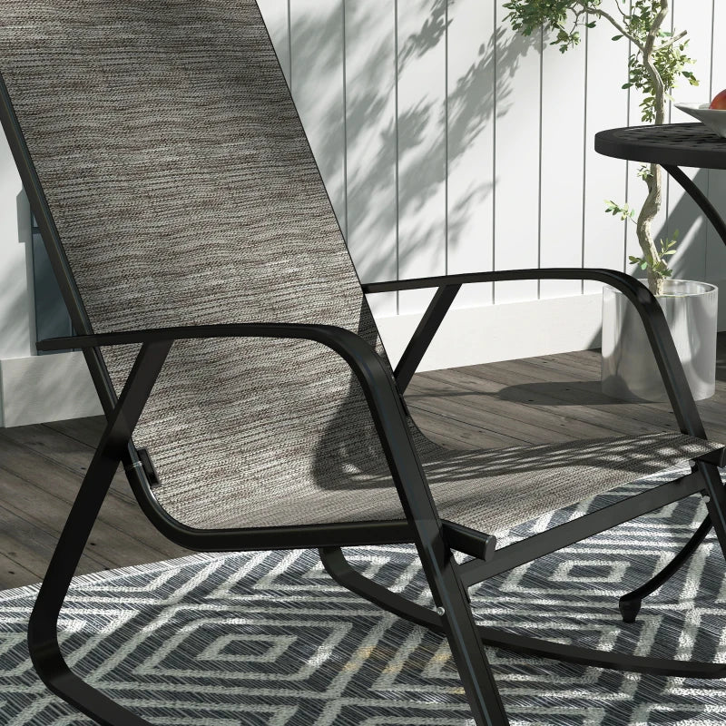 Set of 2 Patio Rocking Chairs, Outdoor Rocking Chairs with High Backrest, Armrests for Backyard, Garden, Light Brown