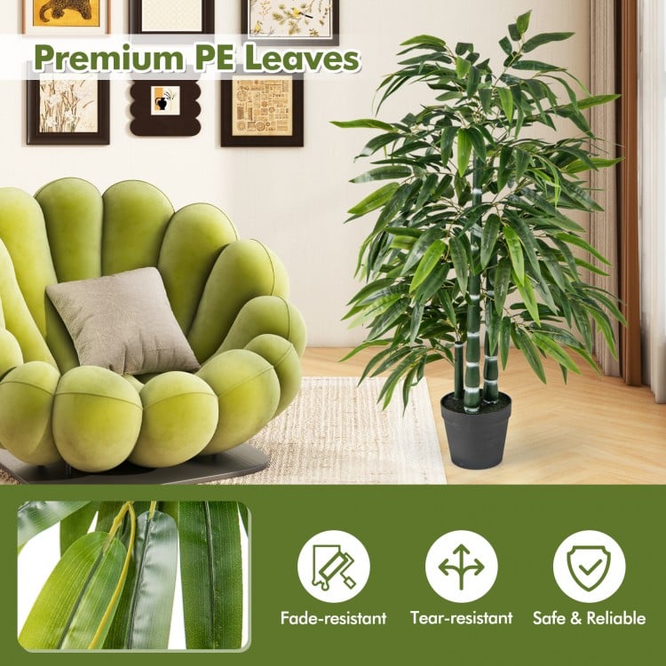 2 Pack Fake Bamboo Leave Tree with 3 PE Bamboo Trunk-Green