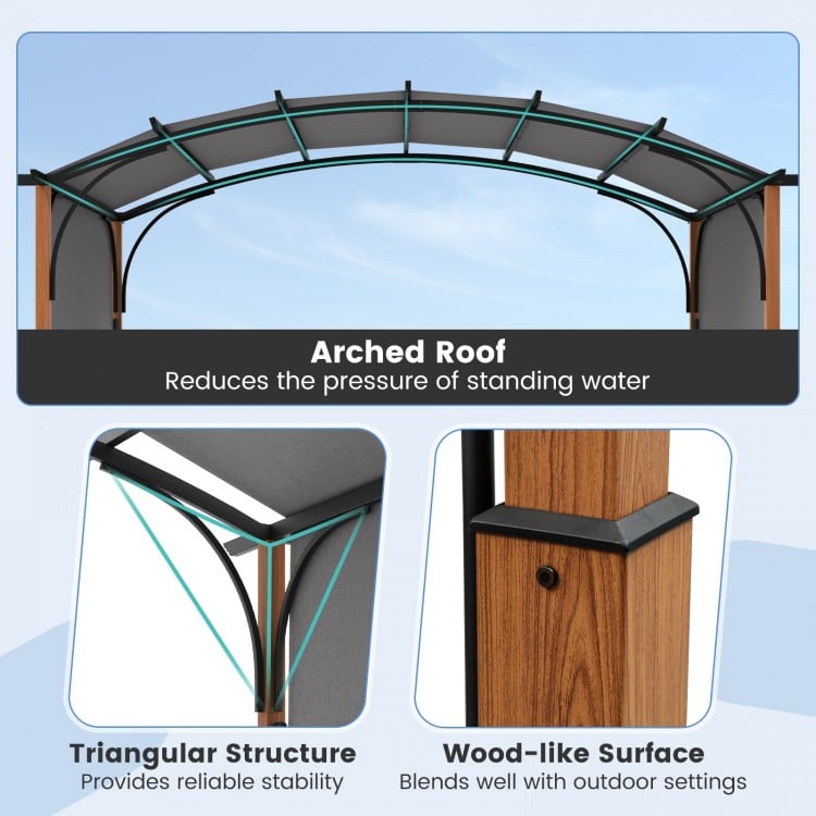 10 x 12 FT Outdoor Retractable Pergola with Retractable Canopy for Patio-Gray